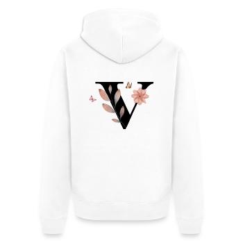 Buchstabe v Wildblumen Aquarelle - Unisex Premium Bio Zip Hoodie - Weiß - Hinten - Thijin (182cm)