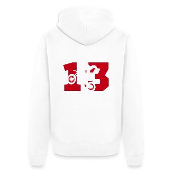 Moto 13 motard - Veste à capuche bio Premium Unisexe - blanc - Dos - Thijin (182cm)