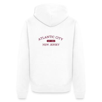Atlantic City - New Jersey - Fondée en 1854 - Amérique - Veste à capuche bio Premium Unisexe - blanc - Dos - Thijin (182cm)