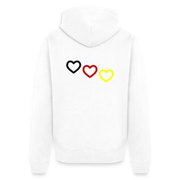 Deutschland Herzen Team - Unisex Premium Bio Zip Hoodie - Weiß - Hinten - Thijin (182cm)