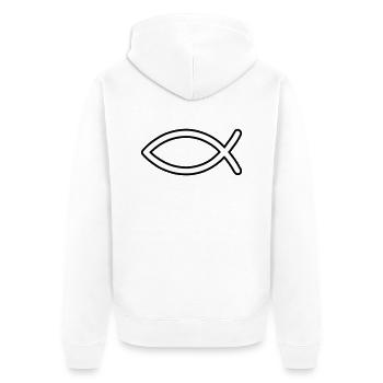 Jesus Fish Symbol - Unisex Premium Organic Zip Hoodie - white - Back - Thijin (182cm)