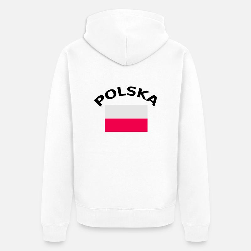 Pologne, Polska, drapeau, drapeau - Veste à capuche bio Premium Unisexe - blanc
