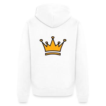 KRONE - Unisex Premium Bio Zip Hoodie - Weiß - Hinten - Thijin (182cm)