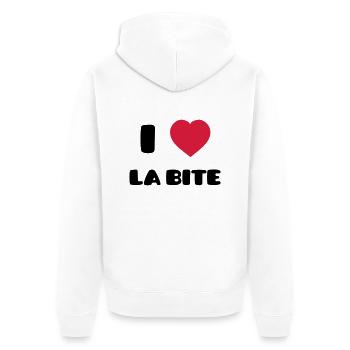I Love La Bite - Veste à capuche bio Premium Unisexe - blanc - Dos - Thijin (182cm)