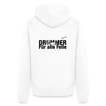 Drummer Für alle Felle - Unisex Premium Bio Zip Hoodie - Weiß - Hinten - Thijin (182cm)