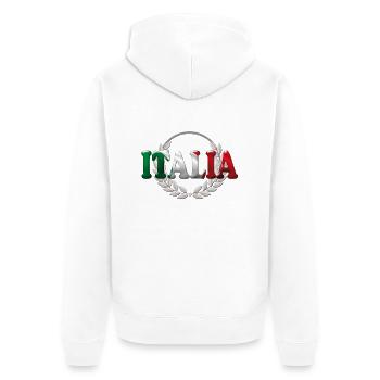 Lorbeeren Italien2 - Unisex Premium Bio Zip Hoodie - Weiß - Hinten - Thijin (182cm)