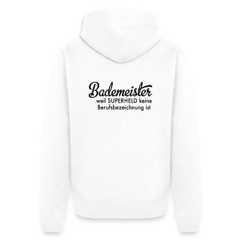 Bademeister - Unisex Premium Bio Zip Hoodie - Weiß - Hinten - Thijin (182cm)