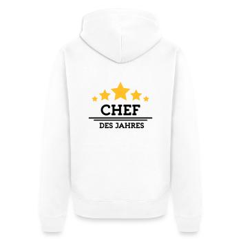 chef des Jahres - Unisex Premium Bio Zip Hoodie - Weiß - Hinten - Thijin (182cm)