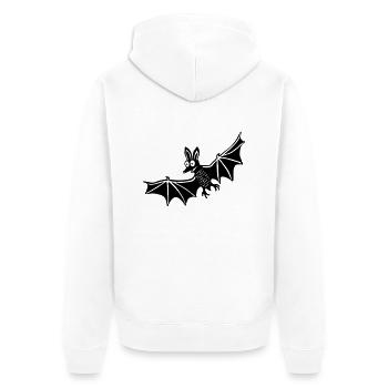 Fledermaus 3 - Unisex Premium Bio Zip Hoodie - Weiß - Hinten - Thijin (182cm)