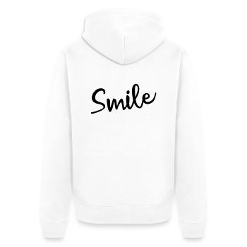 Smile - Unisex Premium Bio Zip Hoodie - Weiß - Hinten - Thijin (182cm)
