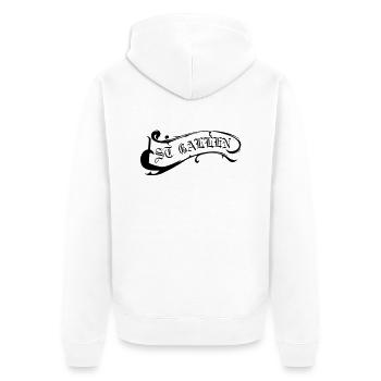 St. Gallen Logo - Unisex Premium Bio Zip Hoodie - Weiß - Hinten - Thijin (182cm)