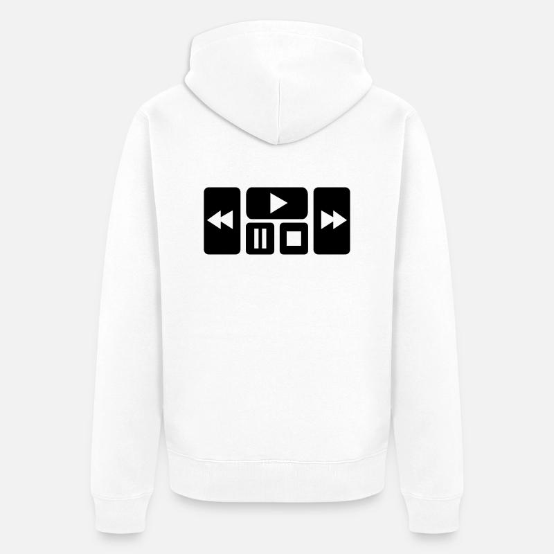 Play Button - Veste à capuche bio Premium Unisexe - blanc
