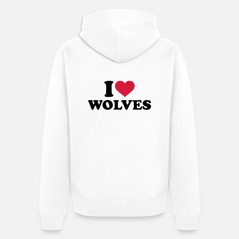 I love wolves - Veste à capuche bio Premium Unisexe - blanc
