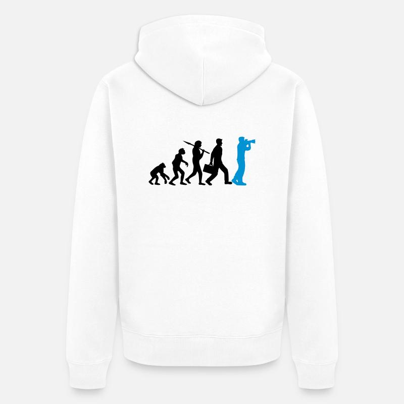 Fotograf Kamera Evolution - Unisex Premium Bio Zip Hoodie - Weiß