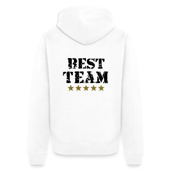 Team, 5 Sterne, Sieger, Gewinner, Teamsport, Beste - Unisex Premium Bio Zip Hoodie - Weiß - Hinten - Thijin (182cm)