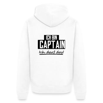 ich bin captain - Unisex Premium Bio Zip Hoodie - Weiß - Hinten - Thijin (182cm)