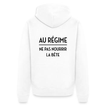 Régime - Diète - Gros - Grosse - Humour - Marrant - Veste à capuche bio Premium Unisexe - blanc - Dos - Thijin (182cm)