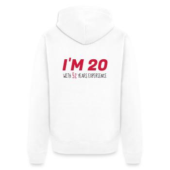 72 / anniversaire / Sport / Fête / soixante dix - Veste à capuche bio Premium Unisexe - blanc - Dos - Thijin (182cm)
