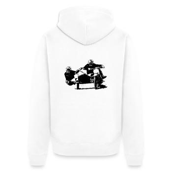 Sidecar Moto Cross - Unisex Premium Bio Zip Hoodie - Weiß - Hinten - Thijin (182cm)