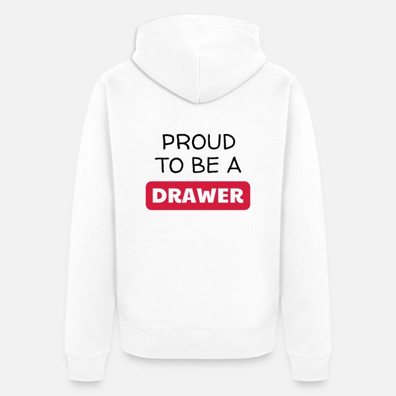 Dessin / Dessinateur / Drawing / Drawer - Veste à capuche bio Premium Unisexe - blanc