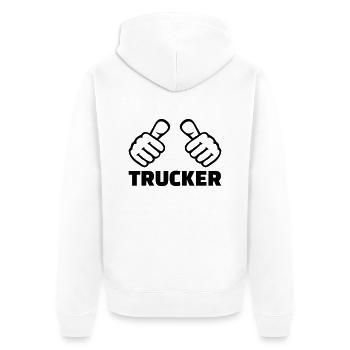 Trucker - Unisex Premium Bio Zip Hoodie - Weiß - Hinten - Thijin (182cm)