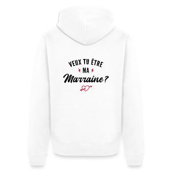 veux tu être ma marraine - Veste à capuche bio Premium Unisexe - blanc - Dos - Thijin (182cm)