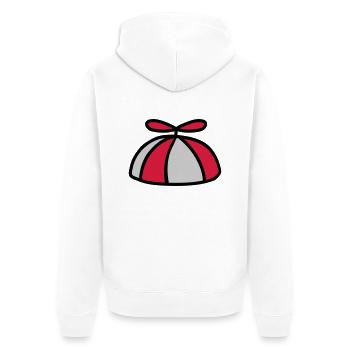 Bunte Propellermütze Windrad Hut - Unisex Premium Bio Zip Hoodie - Weiß - Hinten - Thijin (182cm)
