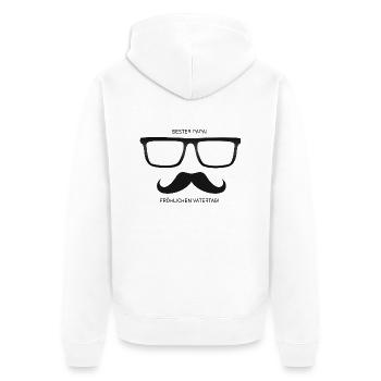 Bester Papa Brille Schnauzbart - Vatertag Geschenk - Unisex Premium Bio Zip Hoodie - Weiß - Hinten - Thijin (182cm)
