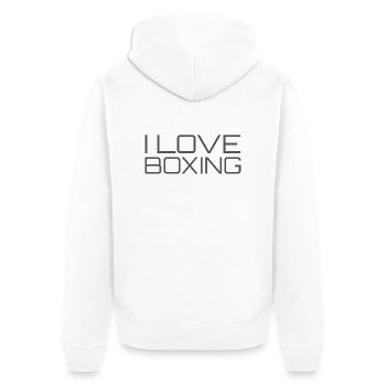 Ich liebe Boxen - Unisex Premium Bio Zip Hoodie - Weiß - Hinten - Thijin (182cm)