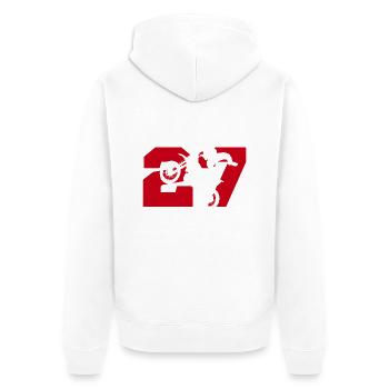 Moto 27 biker - Unisex Premium Organic Zip Hoodie - white - Back - Thijin (182cm)