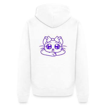 Süße Mädchen Katze Hübsche Schleife Frau Weiblich - Unisex Premium Bio Zip Hoodie - Weiß - Hinten - Thijin (182cm)