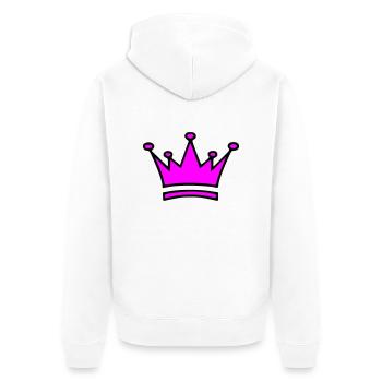 KRONE - Unisex Premium Bio Zip Hoodie - Weiß - Hinten - Thijin (182cm)