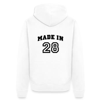 mp_madein28a - Unisex Premium Organic Zip Hoodie - white - Back - Thijin (182cm)