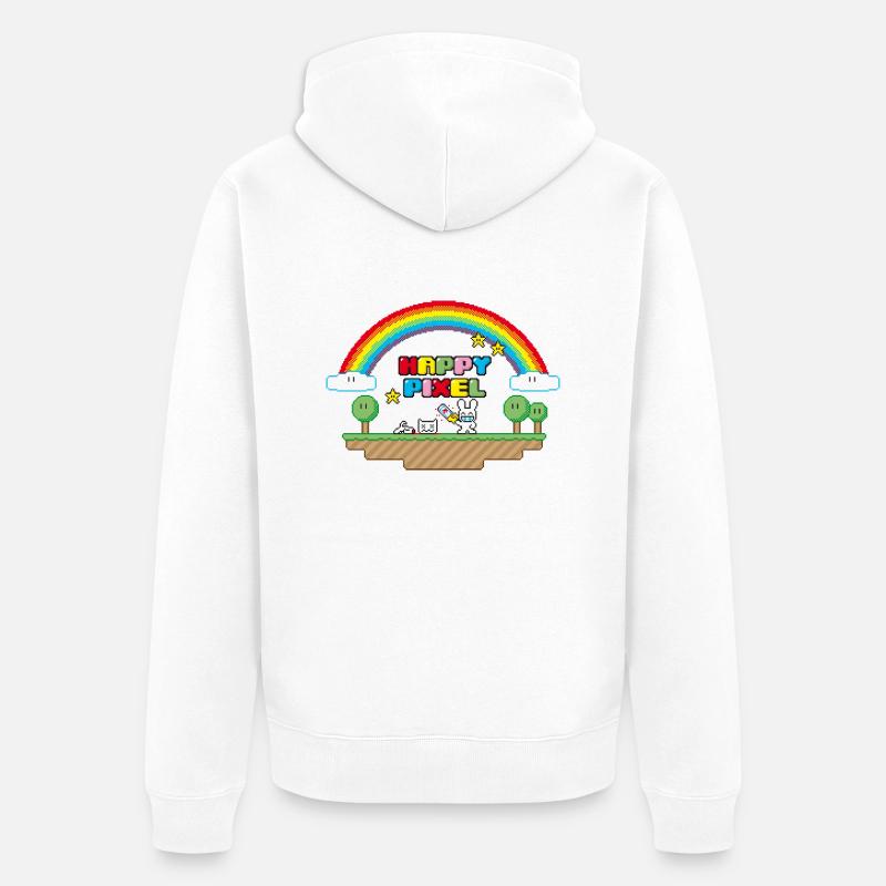 Happy Pixel (R-rated) - Unisex Premium Bio Zip Hoodie - Weiß
