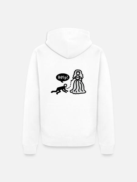 Married - help - Unisex Premium Organic Zip Hoodie - white