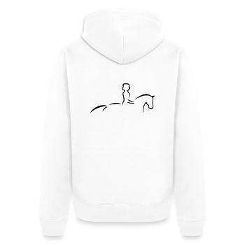 Dressurpferd - Unisex Premium Bio Zip Hoodie - Weiß - Hinten - Thijin (182cm)