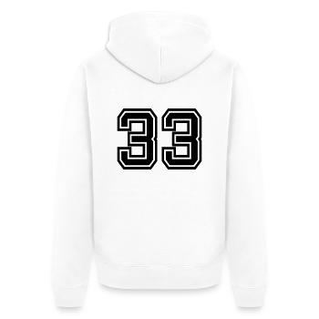 33 - Unisex Premium Bio Zip Hoodie - Weiß - Hinten - Thijin (182cm)