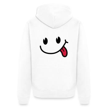 Smiley - Unisex Premium Bio Zip Hoodie - Weiß - Hinten - Thijin (182cm)