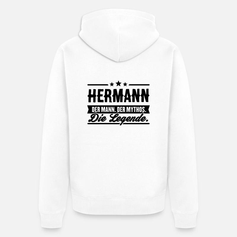 Man Myth Legend Hermann - Veste à capuche bio Premium Unisexe - blanc