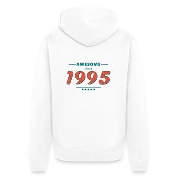 Awesome since 1995 Vintage Design - Unisex Premium Bio Zip Hoodie - Weiß - Hinten - Thijin (182cm)