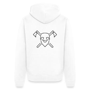 Minimal Wappen Zwerg - Unisex Premium Bio Zip Hoodie - Weiß - Hinten - Thijin (182cm)