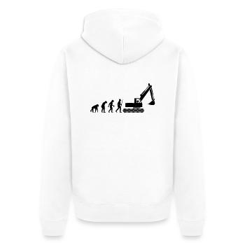 Baggerfahrer Evolution - Unisex Premium Bio Zip Hoodie - Weiß - Hinten - Thijin (182cm)
