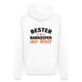 Barkeeper - Unisex Premium Bio Zip Hoodie - Weiß - Hinten - Thijin (182cm)