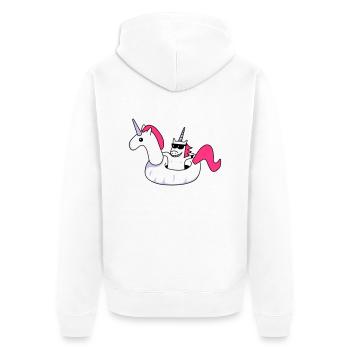 Einhorn im Schwimmeinhorn - Unisex Premium Bio Zip Hoodie - Weiß - Hinten - Thijin (182cm)