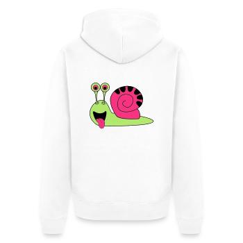 schnecke - Unisex Premium Bio Zip Hoodie - Weiß - Hinten - Thijin (182cm)