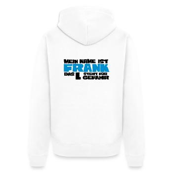 frank - Unisex Premium Organic Zip Hoodie - white - Back - Thijin (182cm)