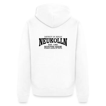 Neukölln Berlin - Unisex Premium Bio Zip Hoodie - Weiß - Hinten - Thijin (182cm)