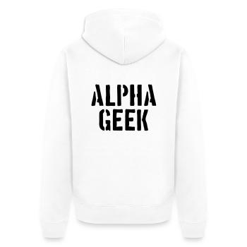 Alpha Geek - Unisex Premium Organic Zip Hoodie - white - Back - Thijin (182cm)