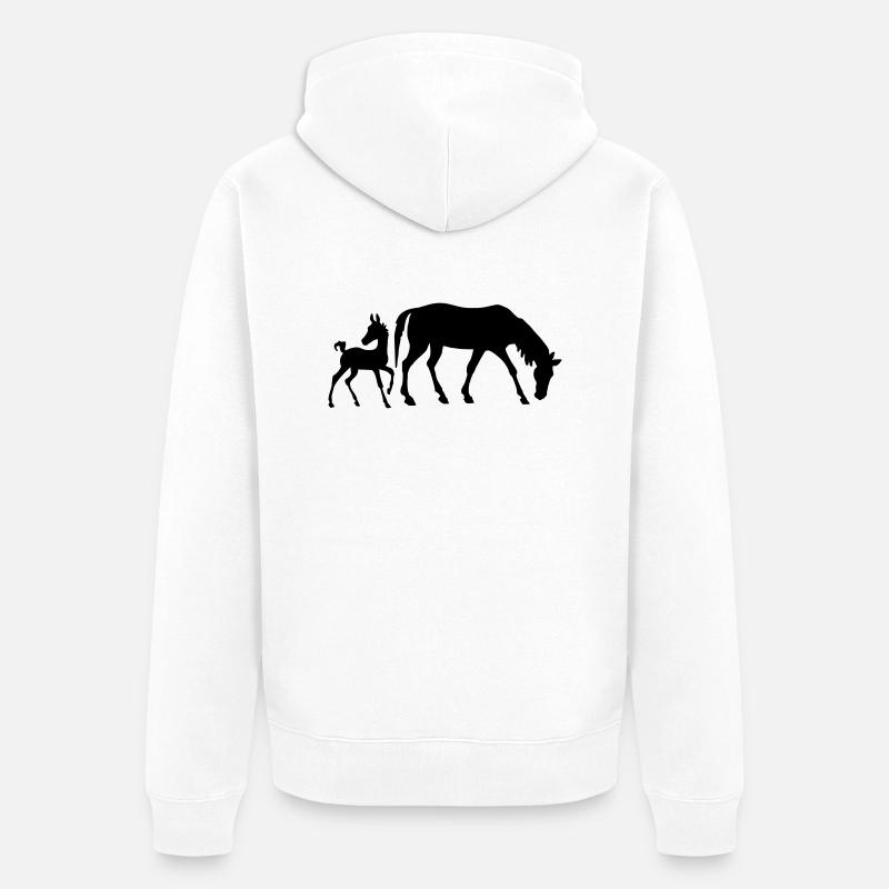 Mare e puledro - Felpa con cappuccio ecologica premium unisex - bianco