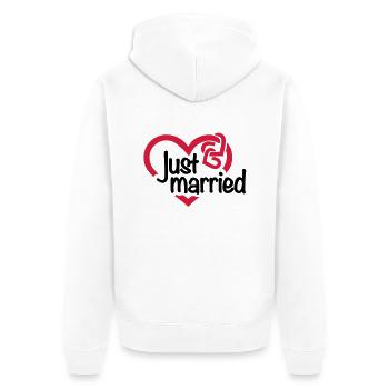 Just married - Unisex Premium Organic Zip Hoodie - white - Back - Thijin (182cm)